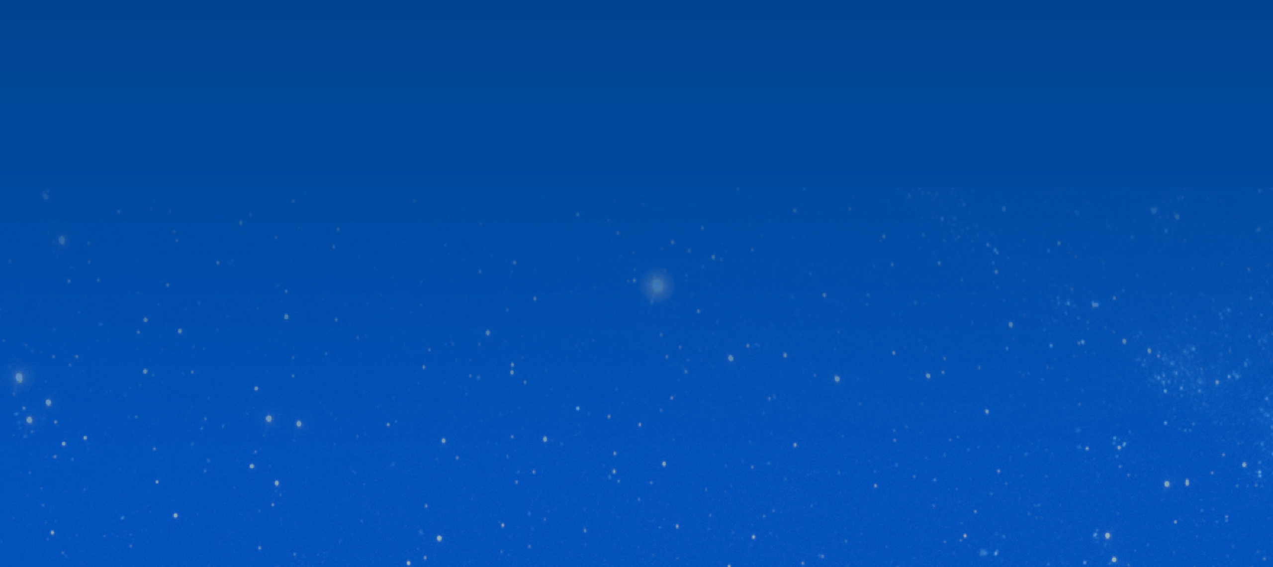 A blue gradient background with an overlay of stars